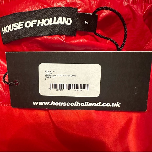 NWT HOUSE OF HOLLAND Vivid Oversized Striped Shell Down Jacket Pink/Red sz s/m - Picture 6 of 8